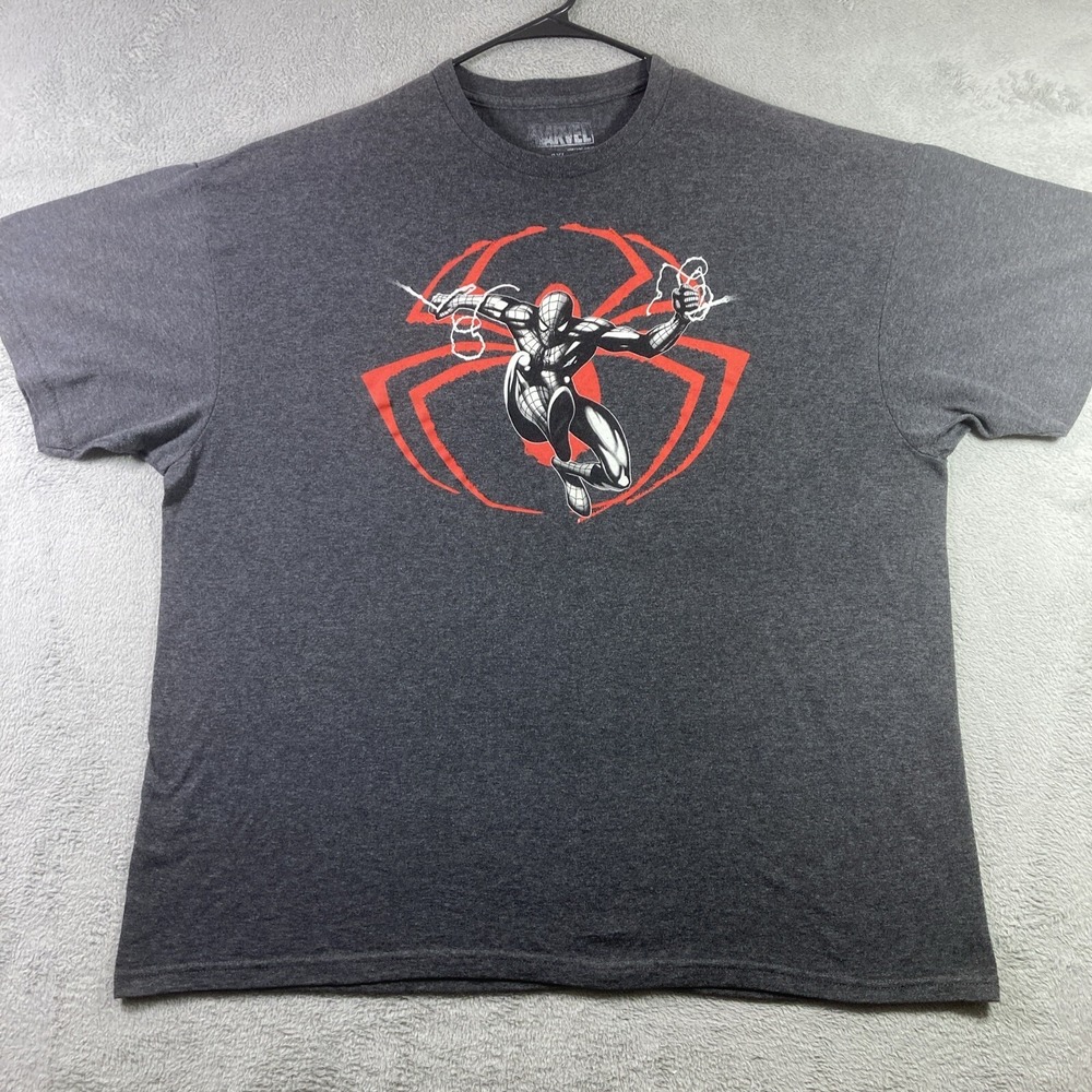 Marvel Spider-Man Shirt Adult 2XL XXL Dark Gray Graphic Tee Comic Superhero
